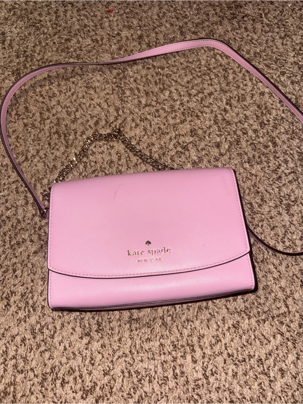 kate spade Pink Leather Crossbody with Gold Chain